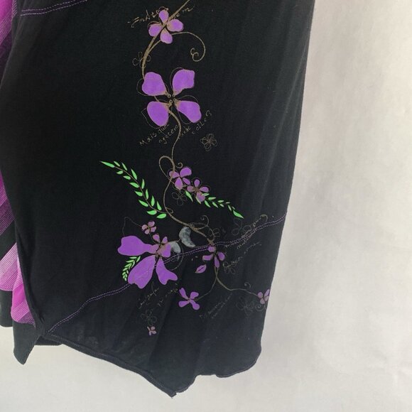 VTG Y2K Tank Top Babydoll Medium Fairy Grunge Whimsigoth Mini Dress Floral Forla - Picture 10 of 16